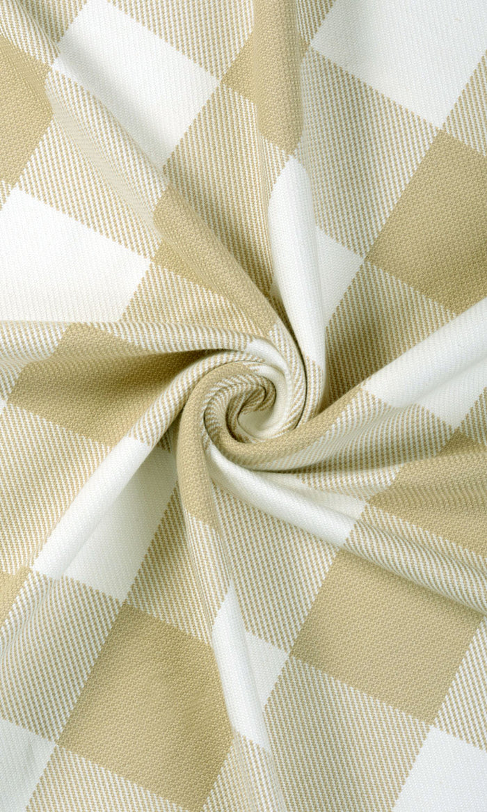 Buffalo Plaid Curtains / Drapes / Window Drapery Panels (Khaki Brown/ White)