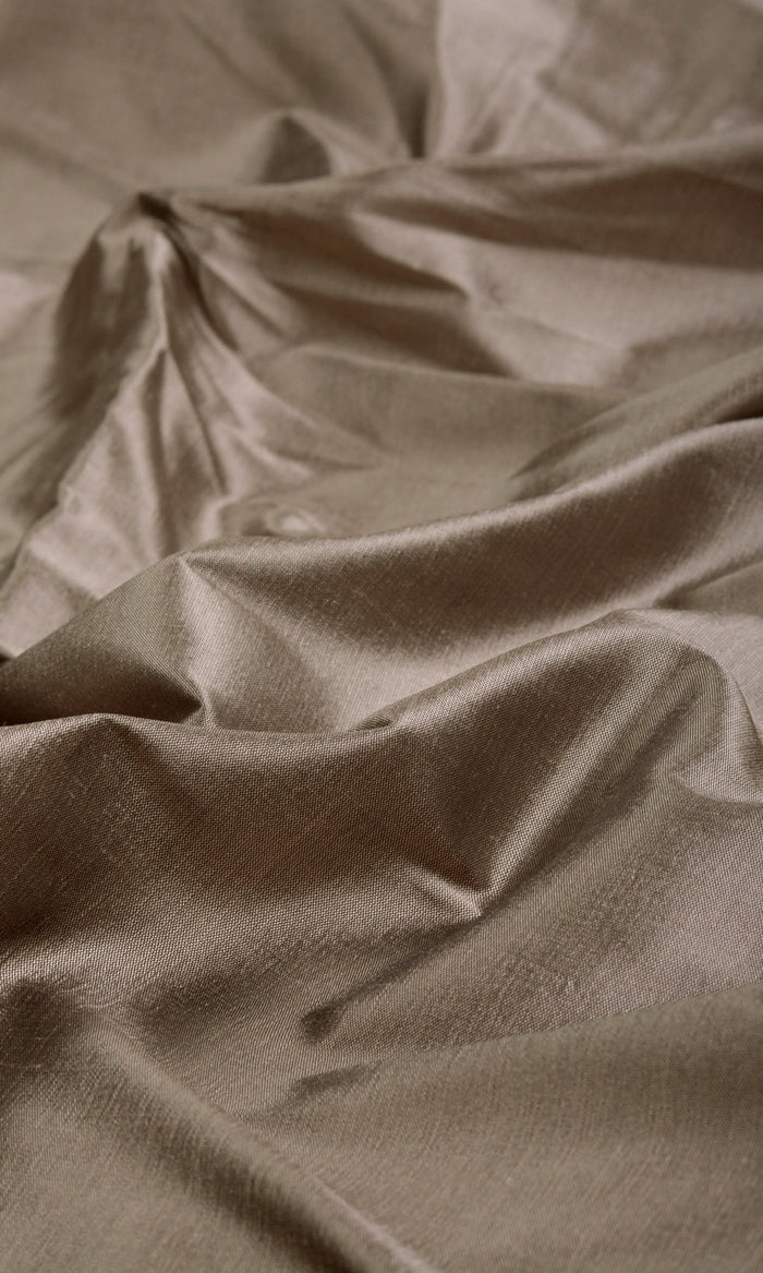 Shantung Silk Pinch Pleat, Rod Pocket, Eyelet Curtains (Mocha Brown)