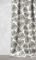 Botanical Print Drapes (Black/ Milky White)