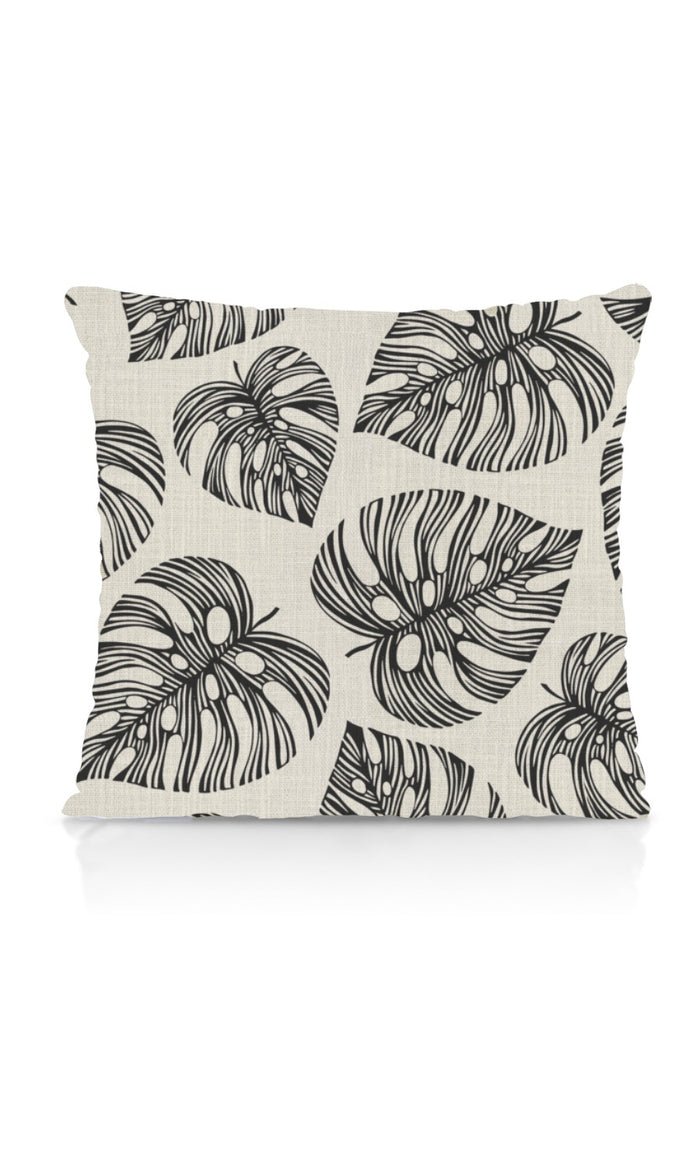 Botanical Print Pinch Pleat, Rod Pocket, Eyelet Curtains (Black/ Milky White)