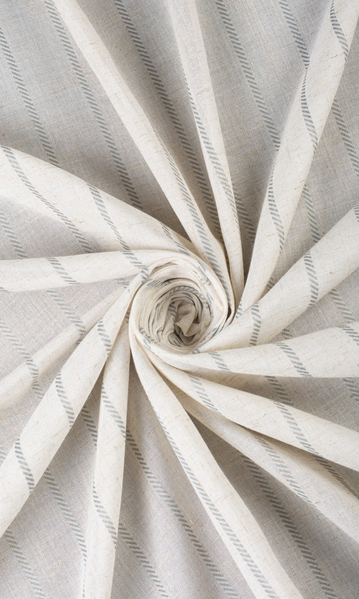 Striped Sheer Home Textile Fabric Material By the Metre (Warm White/ Gray)