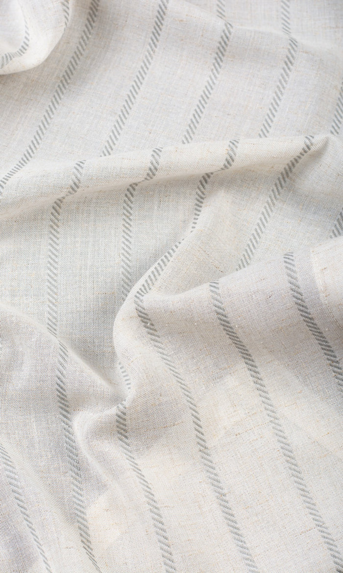 Striped Sheer Fabric Material By the Metre (Warm White/ Gray)
