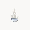 healing water swan charm - sterling silver, blue chalcedony, diamond