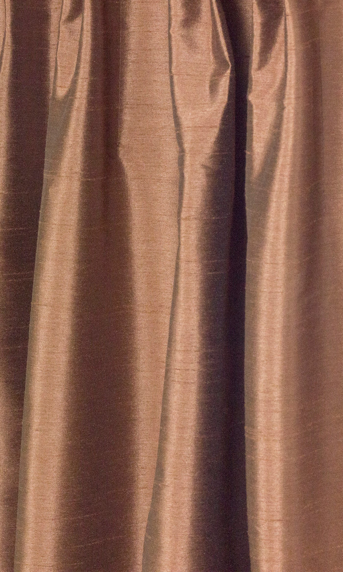 Faux Silk Curtain Panels for Living, Bedroom, Kitchen, Bathroom (Brown)