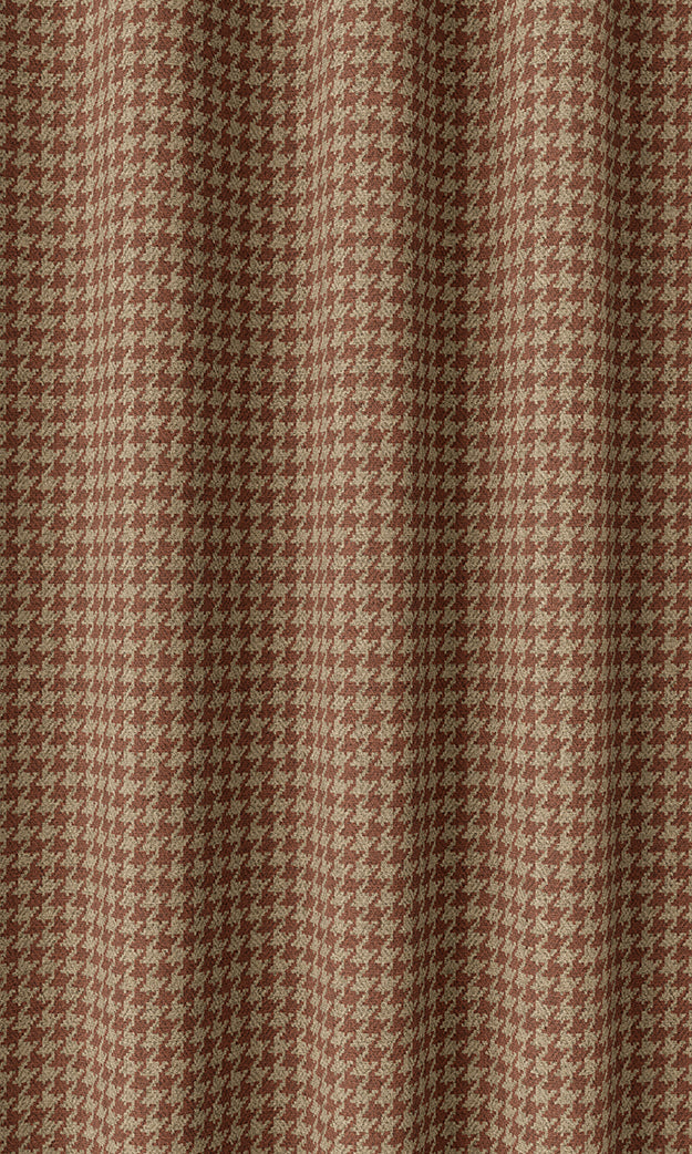 Houndstooth Print Drapery (Red & Beige)