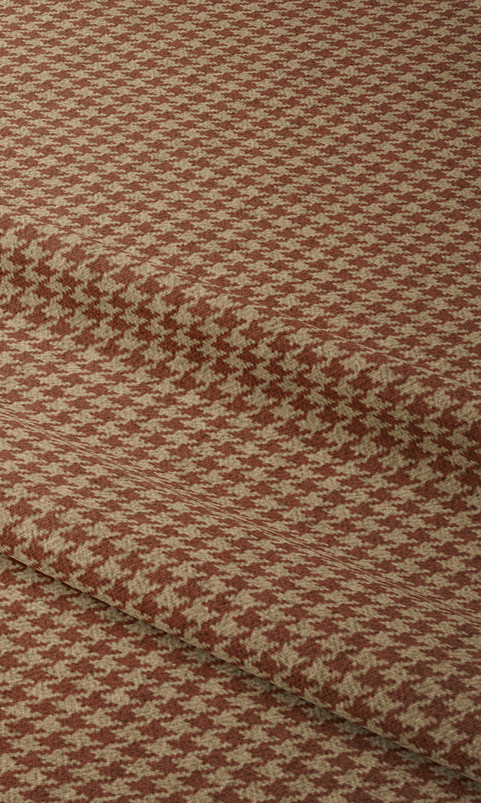 Houndstooth Print Pinch Pleat, Rod Pocket, Eyelet Curtains (Red & Beige)