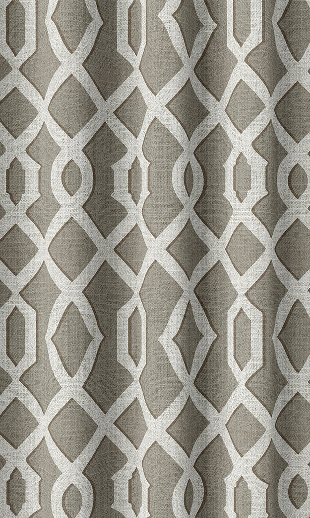 Trellis Patterned Pinch Pleat, Rod Pocket, Eyelet Curtains (Grey & White)