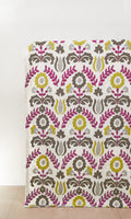 Floral Home Décor Fabric By the Metre (White/ Magenta/ Gray/ Green)