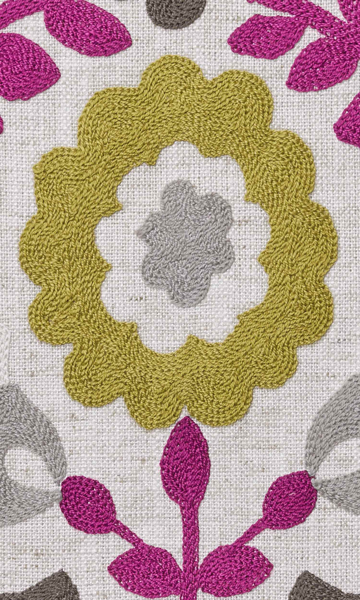 Floral Pinch Pleat, Rod Pocket, Eyelet Curtains (White/ Magenta/ Gray/ Green)