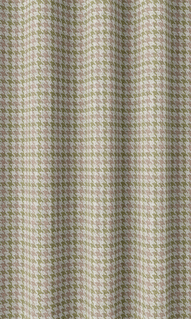 Houndstooth Patterned Drapes (Green & Pink)
