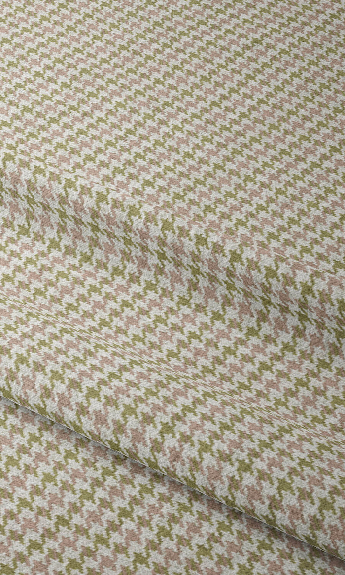 Houndstooth Patterned Pinch Pleat, Rod Pocket, Eyelet Curtains (Green & Pink)
