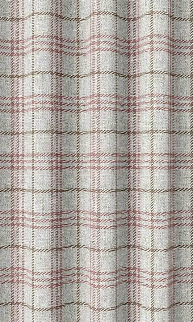 Checkered Pinch Pleat, Rod Pocket, Eyelet Curtains (White/ Pink/ Red)
