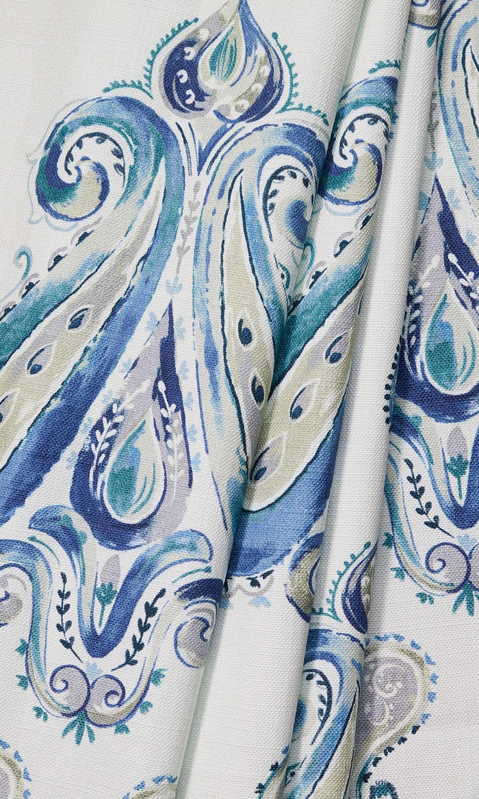 Paisley Print Curtain Panels for Living, Bedroom, Kitchen, Bathroom (Blue)