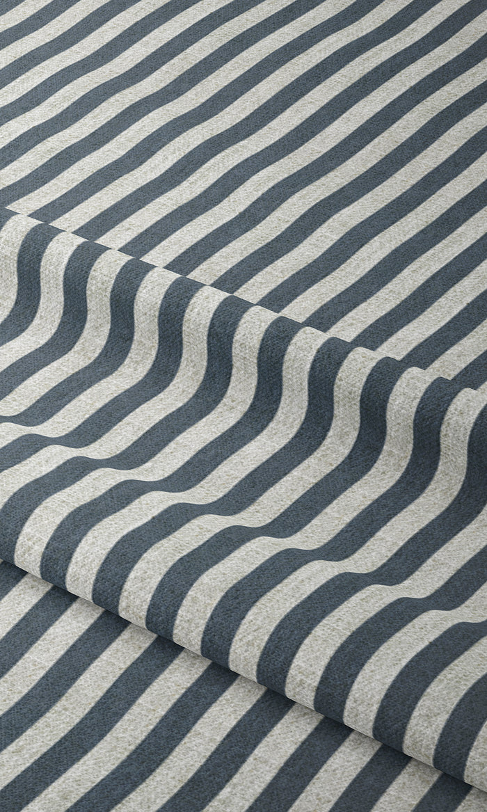Modern Striped Print Drapes for Living, Bedroom, Kitchen, Bathroom (Petrol Blue/ White)