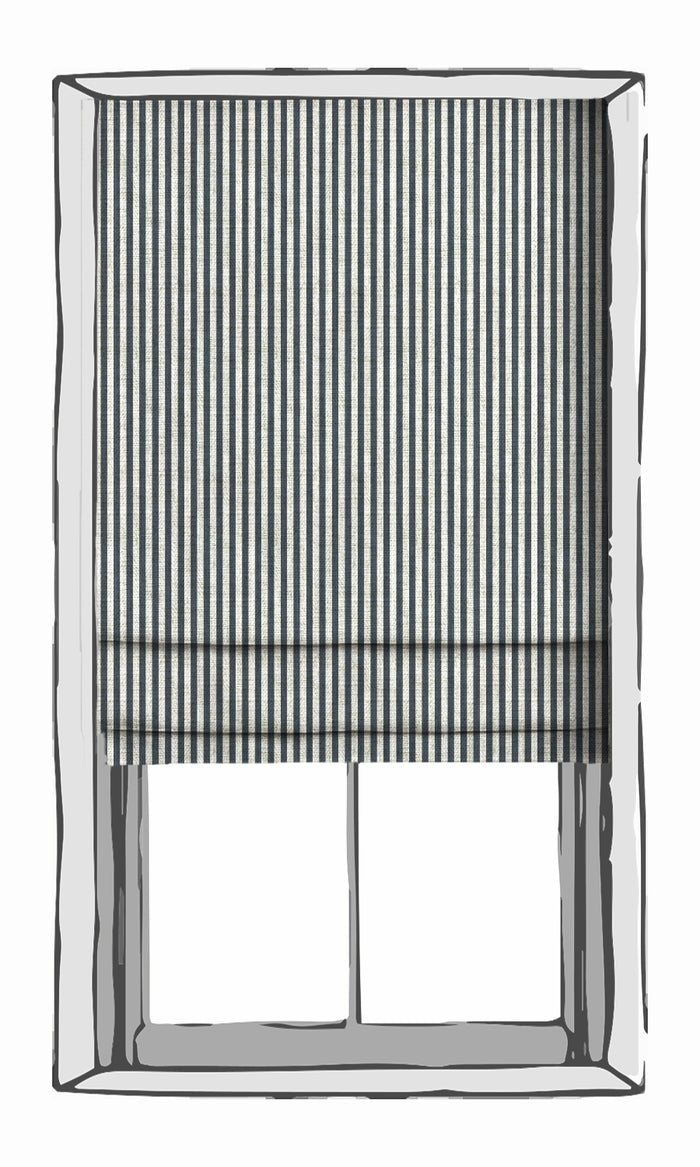 Modern Striped Print Drapes (Petrol Blue/ White) Extra Long Short Wide