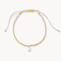 high tide cord seashell charm anklet - sterling silver, cream, yellow, lavender cord