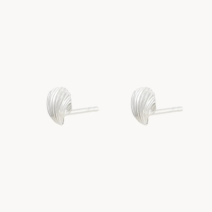 High Tide Shell Earrings in sterling silver, alternate angle detail view