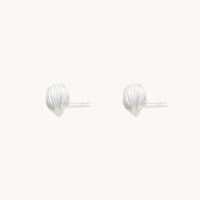 High Tide Shell Earrings in sterling silver, alternate angle detail view 2