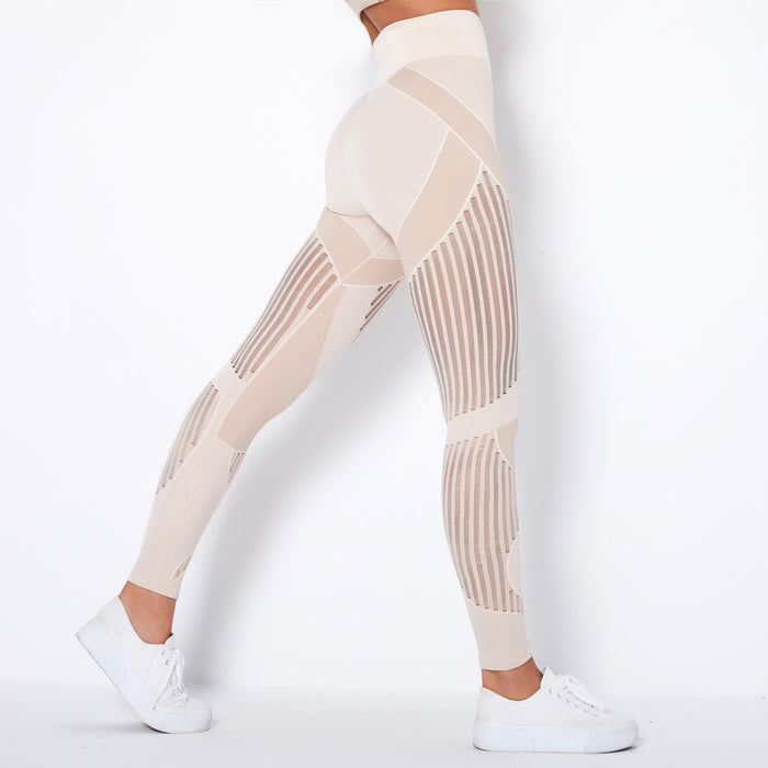 High-Waist Hip-Lift Stripe Capri Yoga Pants