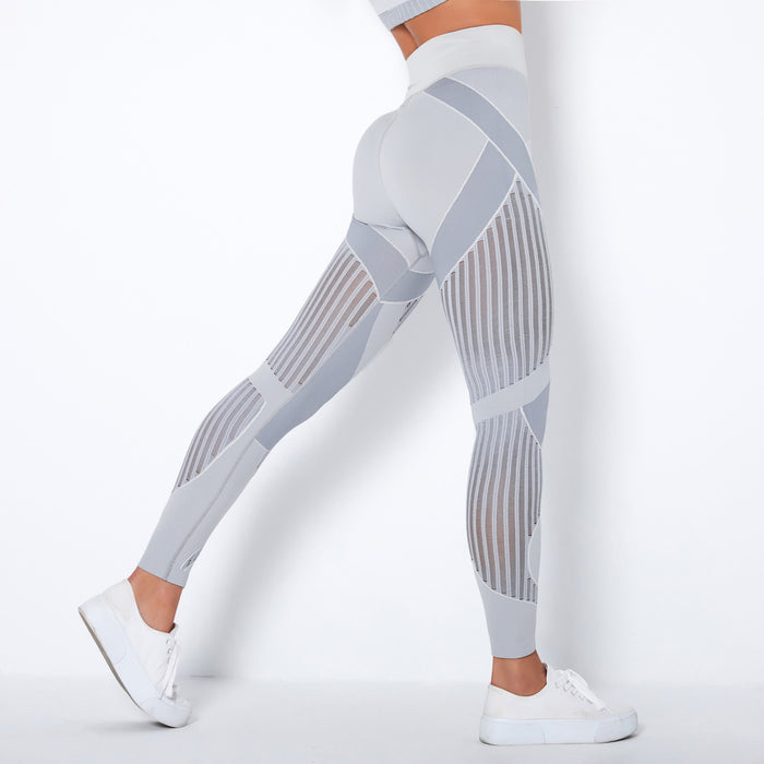 High-Waist Hip-Lift Stripe Capri Yoga Pants