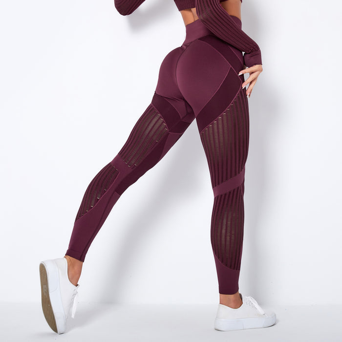 High-Waist Hip-Lift Stripe Capri Yoga Pants