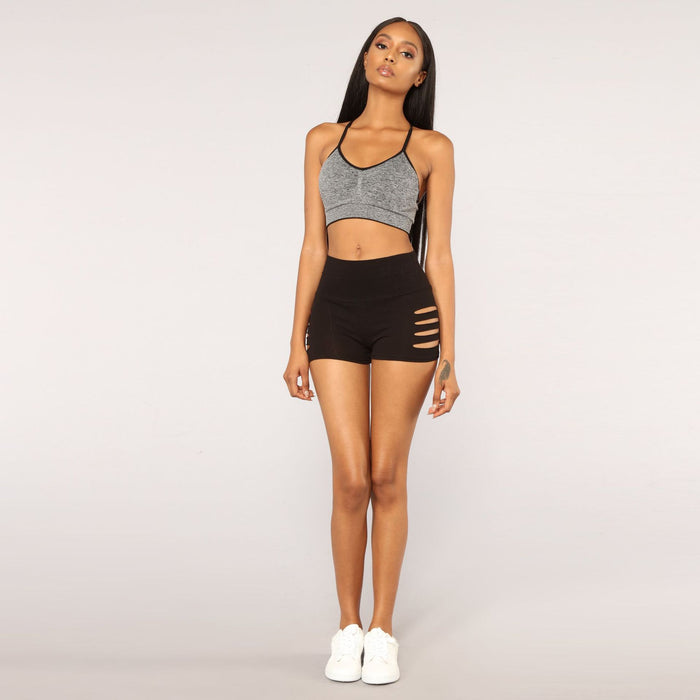 High-Waist Stretch-Hole Sweat Shorts