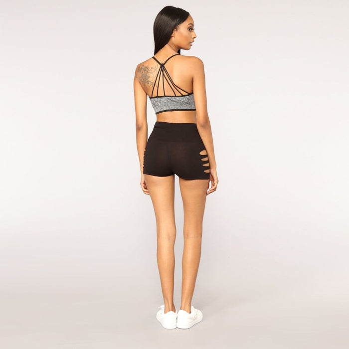 High-Waist Stretch-Hole Sweat Shorts
