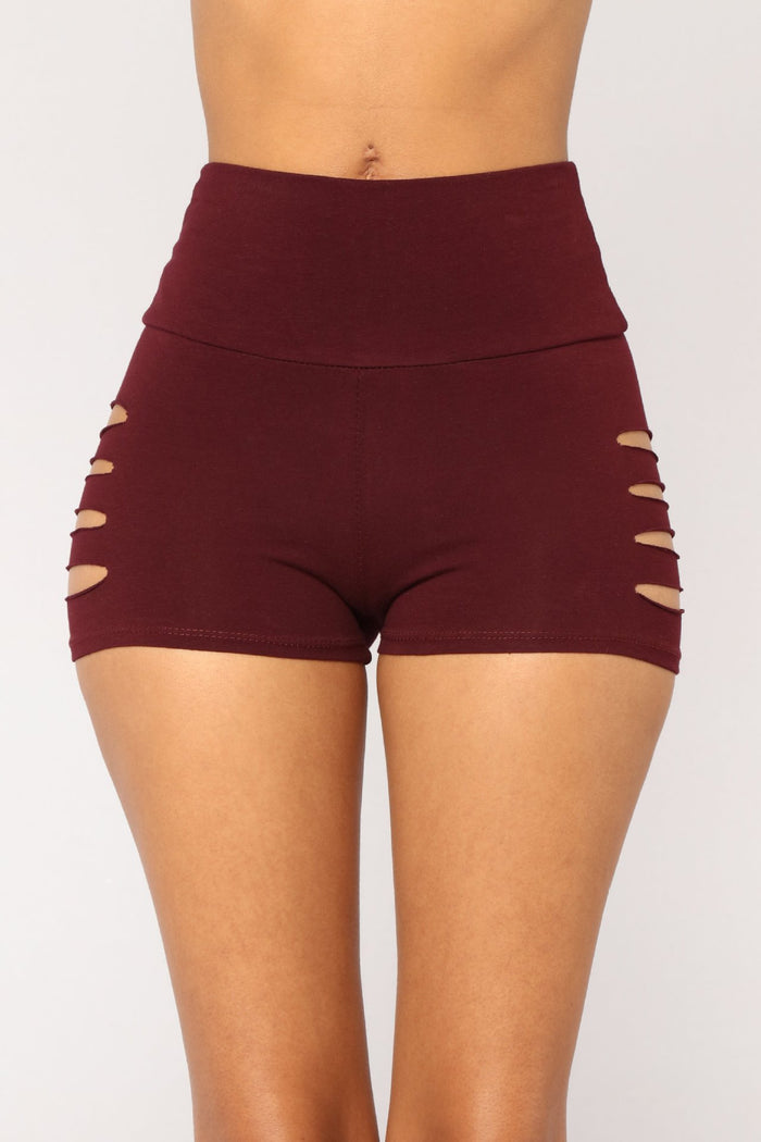 High-Waist Stretch-Hole Sweat Shorts
