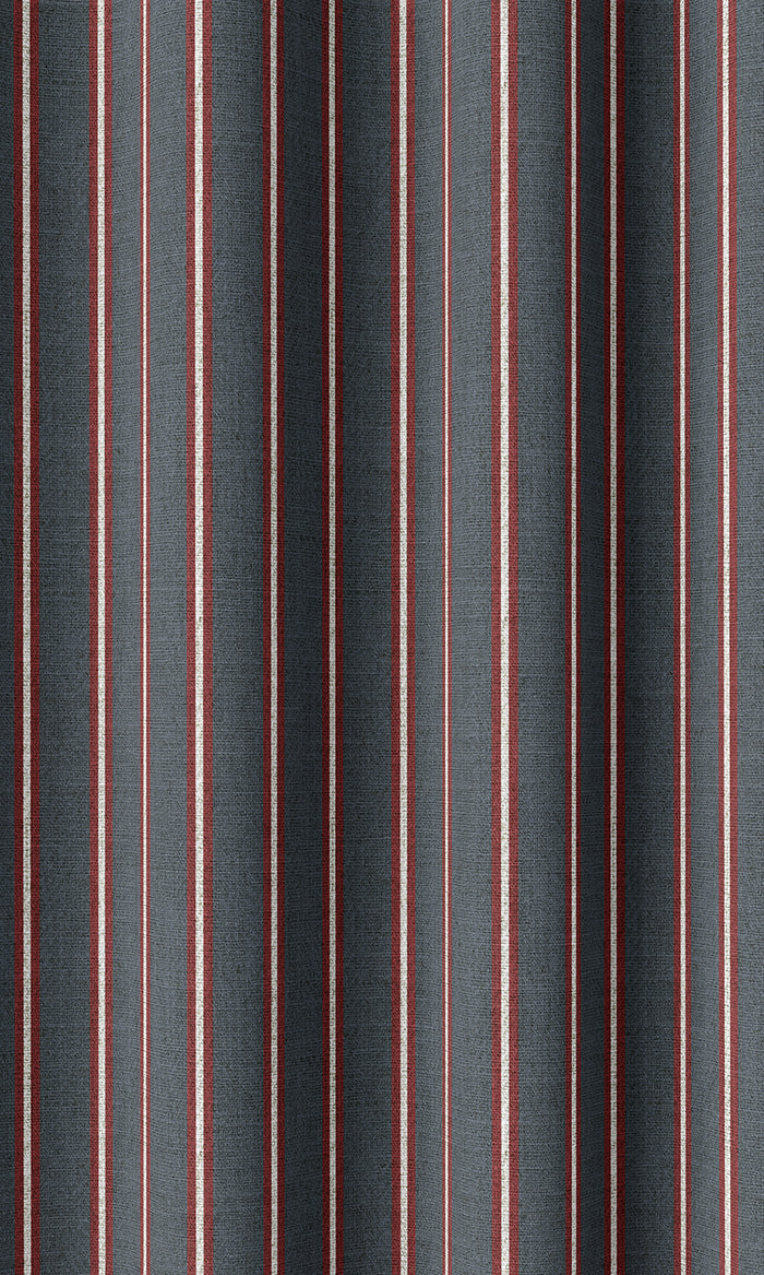 Striped Print Home Décor Fabric By the Metre (Slate Grey/ Red)