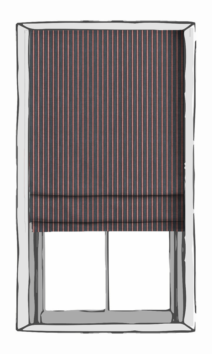 Striped Print Window Treatments Fabric By the Metre (Slate Grey/ Red)