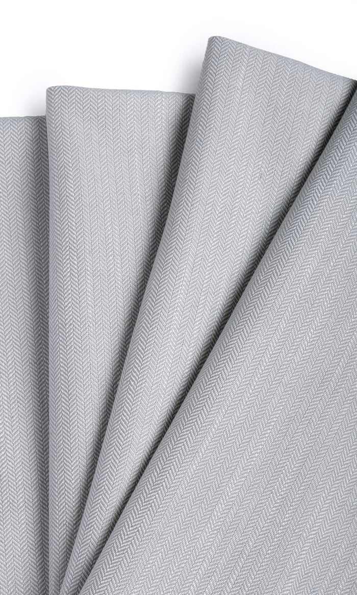 Herringbone Textured Window Treatments Fabric By the Metre (Silver Grey)
