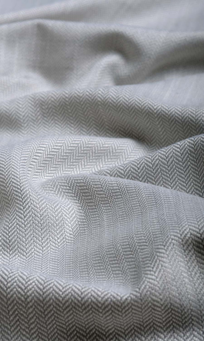 Herringbone Textured Home Textile Fabric Material By the Metre (Silver Grey)