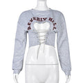 Hollow Out Tied Letter Long Sleeve Sweater