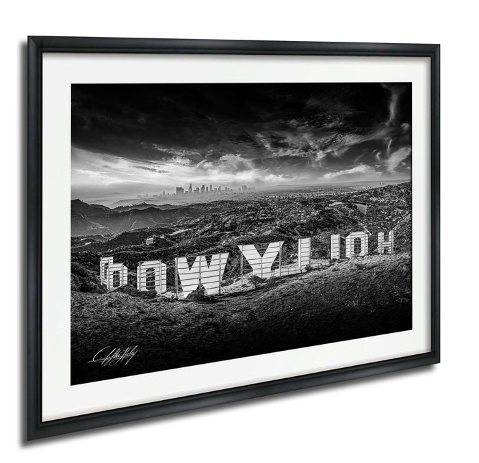 Hollywood Sign Print – LA Skyline Art With Black and White Photo, Modern Framed Fine Art