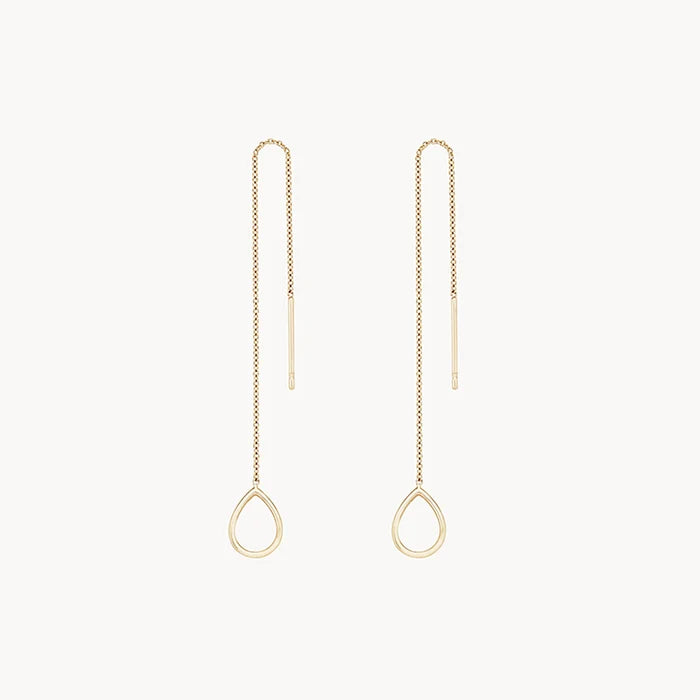 Honey Dipper Dainty Threader Earring in 14k yellow gold