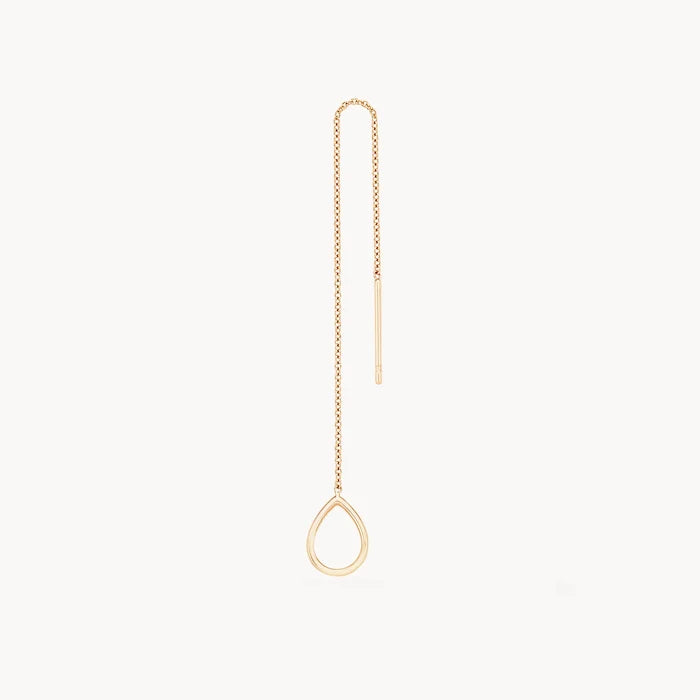 Honey Dipper Dainty Threader Earring in 14k yellow gold, alternate angle detail view 2