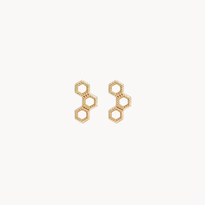 Honeycomb Earring in 14k yellow gold