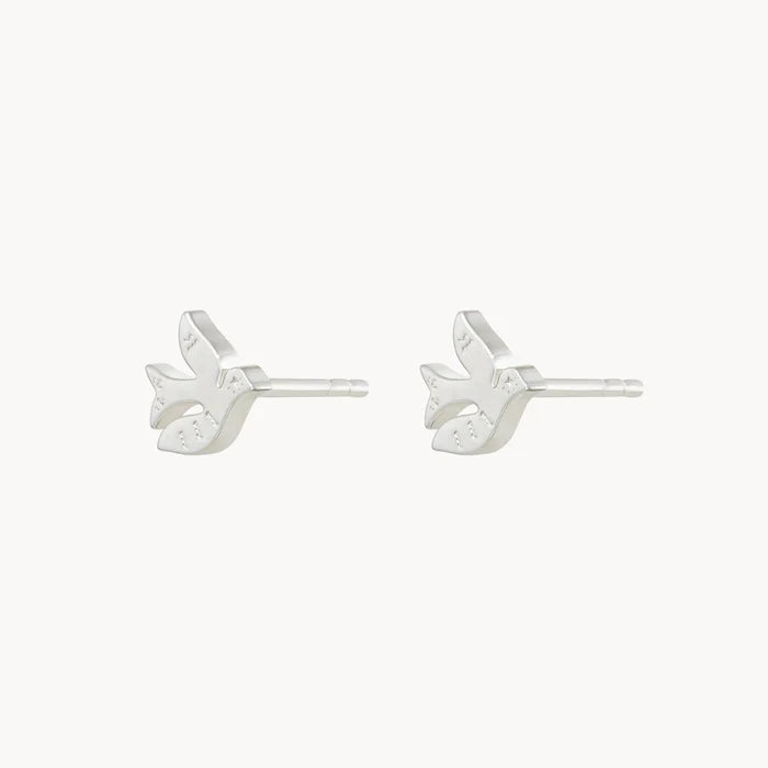 Hope Bird Earrings in sterling silver, alternate angle detail view 2