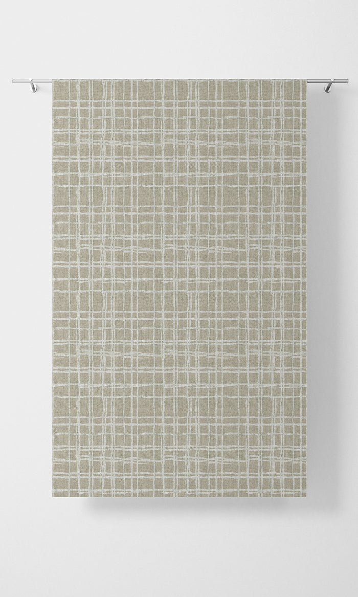Abstract Patterned Pinch Pleat, Rod Pocket, Eyelet Curtains (Beige/ White)