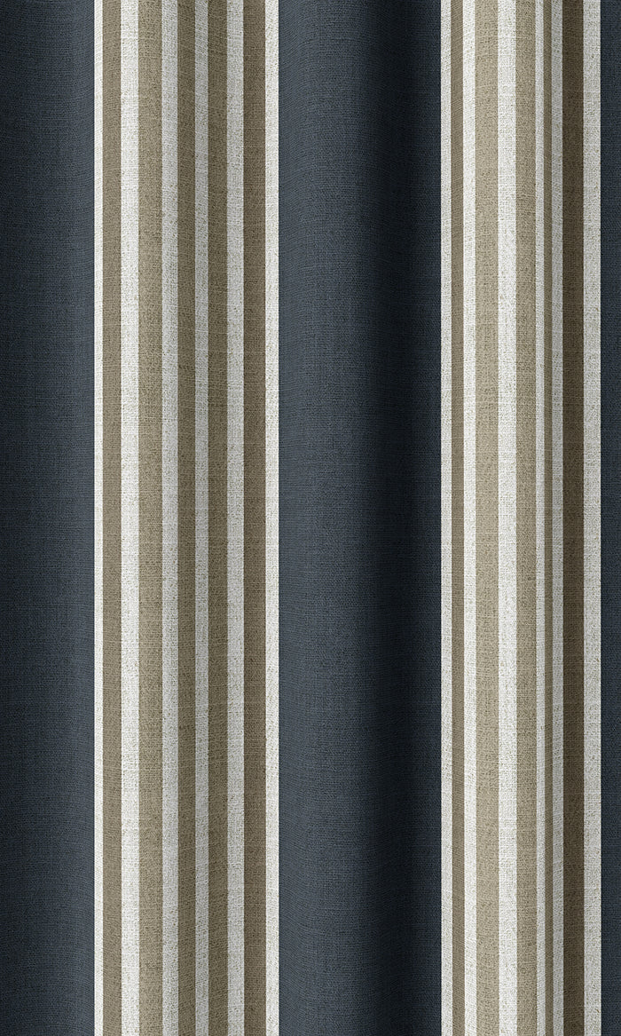 Modern Striped Curtains (Navy Blue/ Brown)