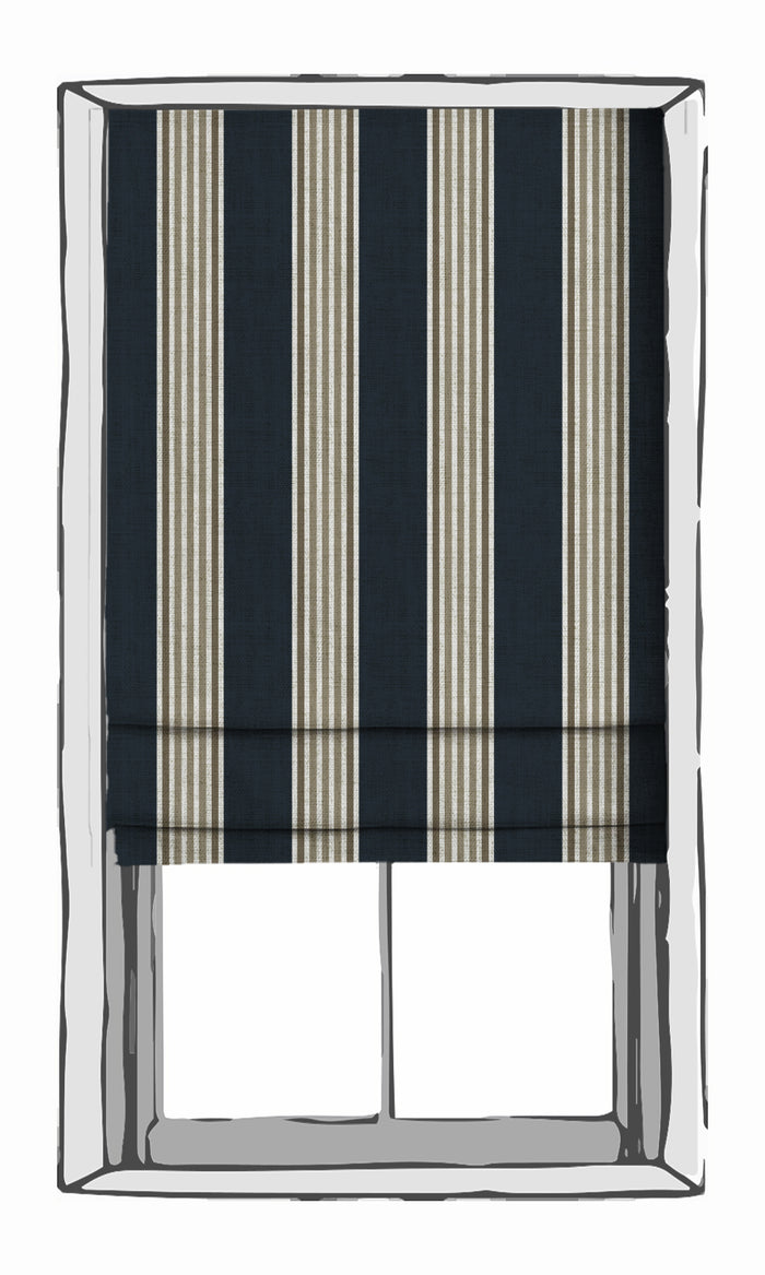 Modern Striped Curtains (Navy Blue/ Brown) Extra Long Short Wide