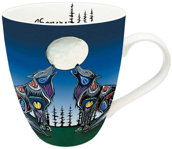 Howling Duo 18 oz indigenous art mug by Jessica Somers Canada