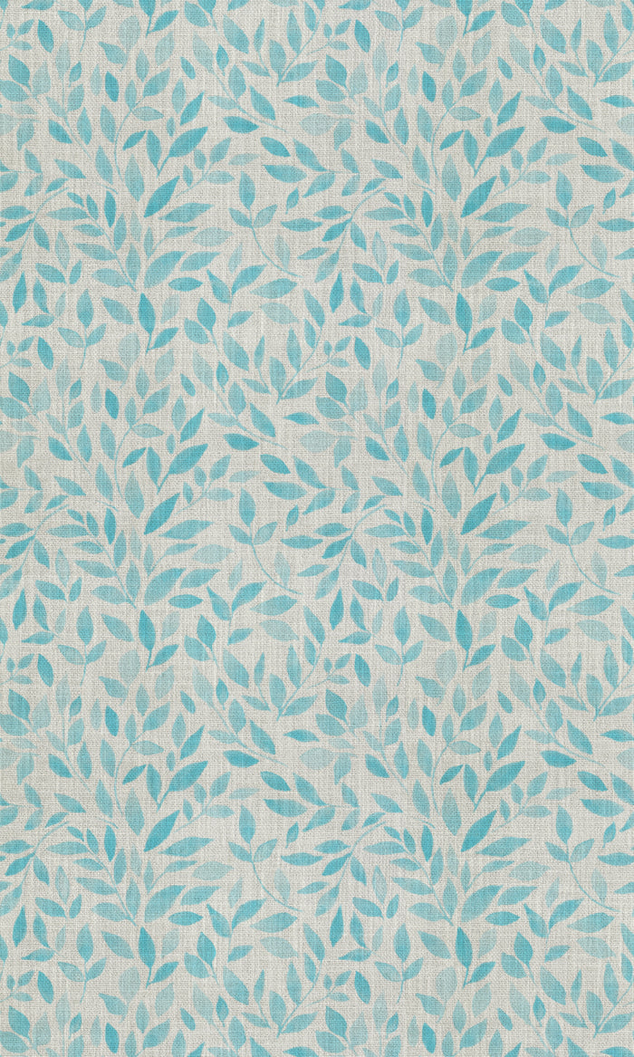 Botanical Print Fabric Material By the Metre (Eggshell White/ Blue)