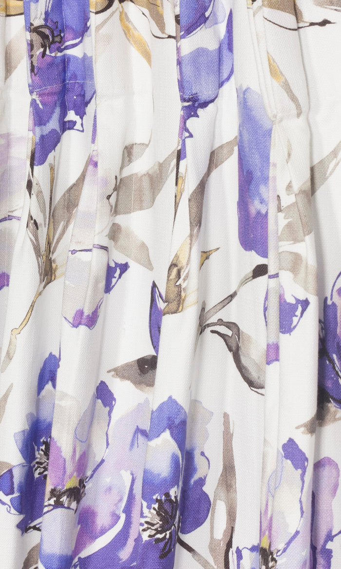 Floral Cotton Curtains for Living, Bedroom, Kitchen, Bathroom (Purple/ Blue)