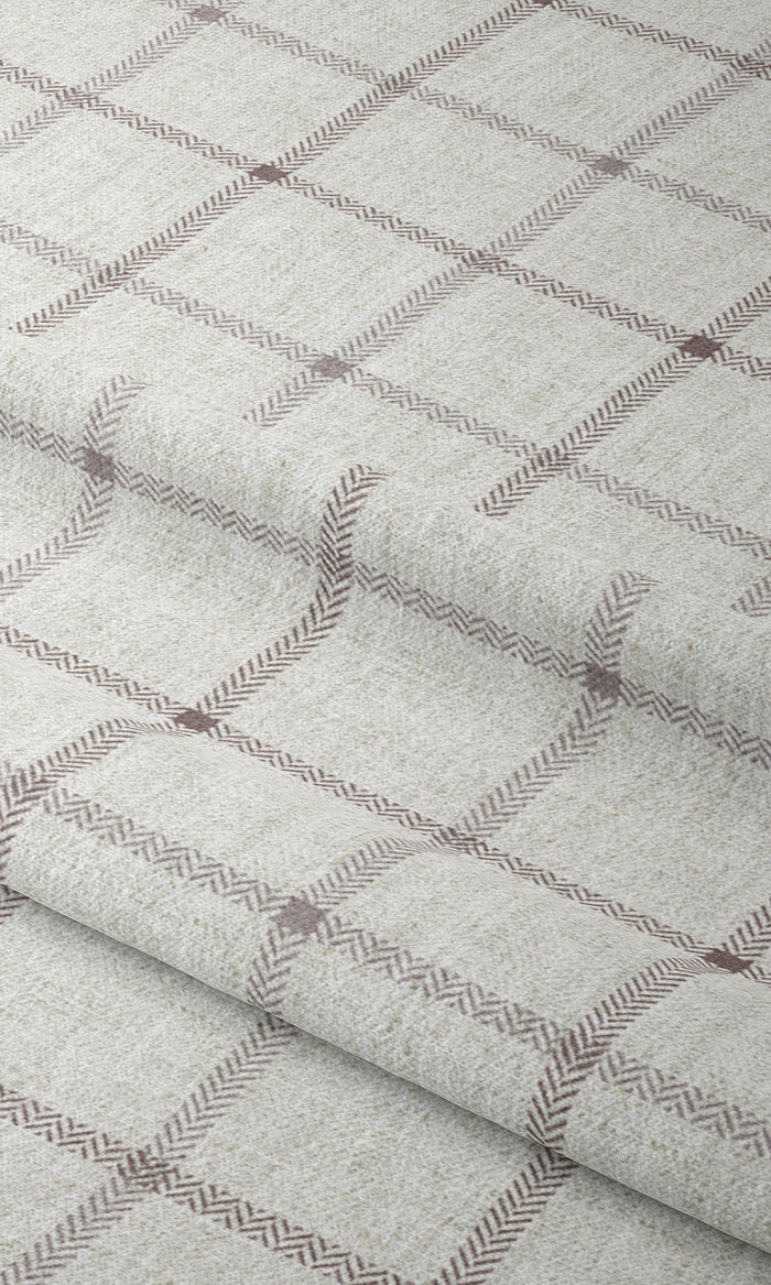 Check Patterned Home Textile Fabric Material By the Metre (Oatmeal White)