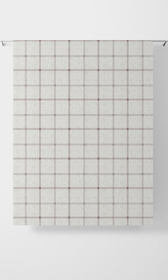 Check Patterned Fabric Material By the Metre (Oatmeal White)