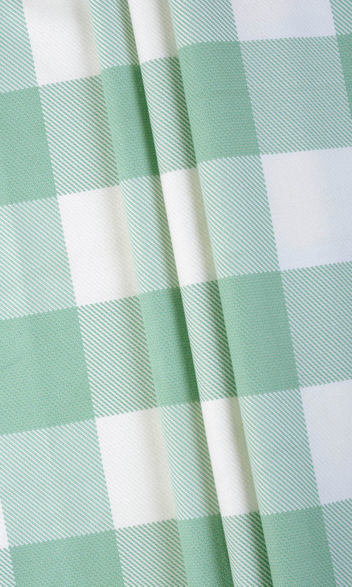 Buffalo Check Pinch Pleat, Rod Pocket, Eyelet Curtains (Aqua Blue/ Foam White)