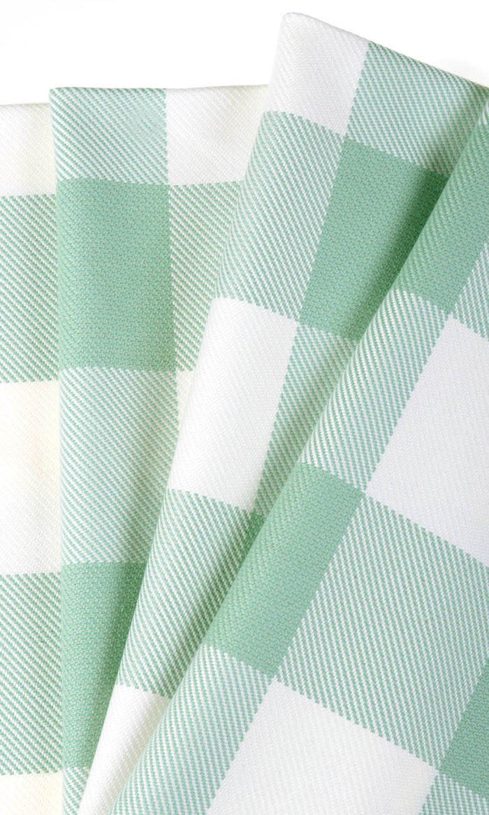 Buffalo Check Drapes (Aqua Blue/ Foam White) Extra Long Short Wide