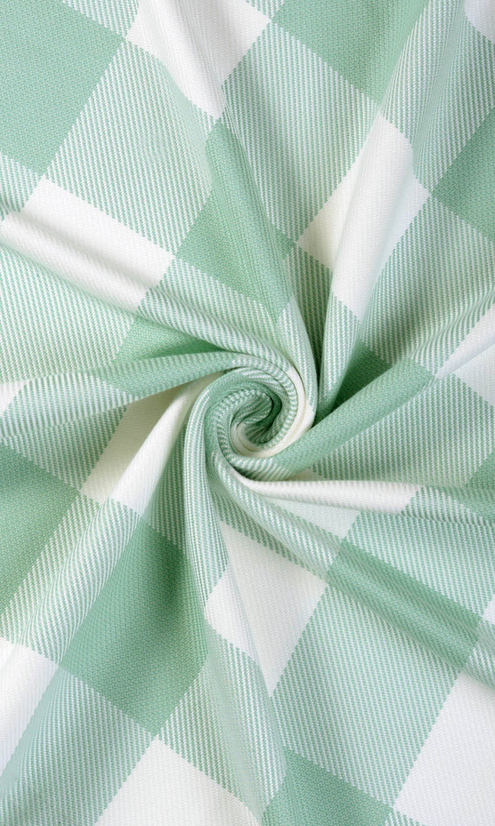 Buffalo Check Curtains / Drapes / Window Drapery Panels (Aqua Blue/ Foam White)