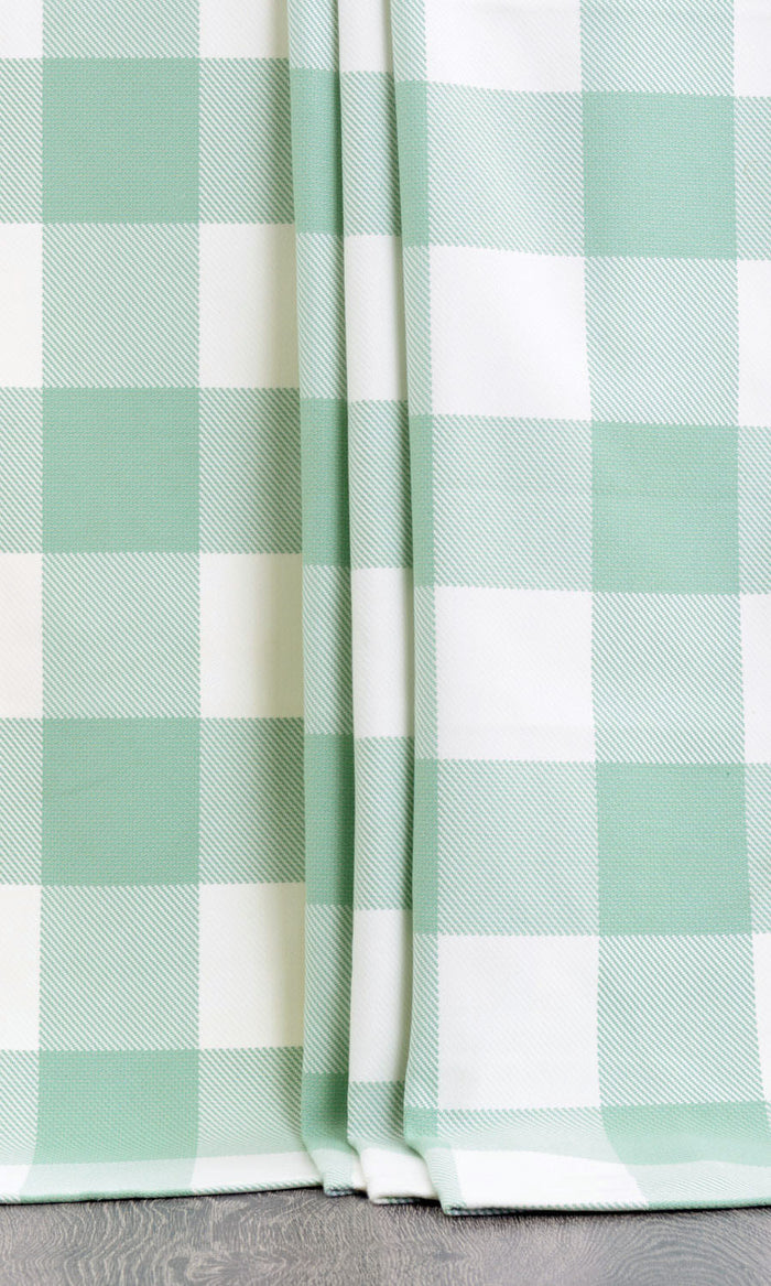 Buffalo Check Any Size Style Curtains (Aqua Blue/ Foam White)